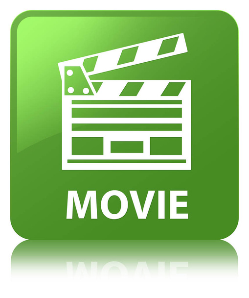 Film (ikona spinacza do kina) miękki zielony przycisk kwadratowy - Zdjęcie, obraz