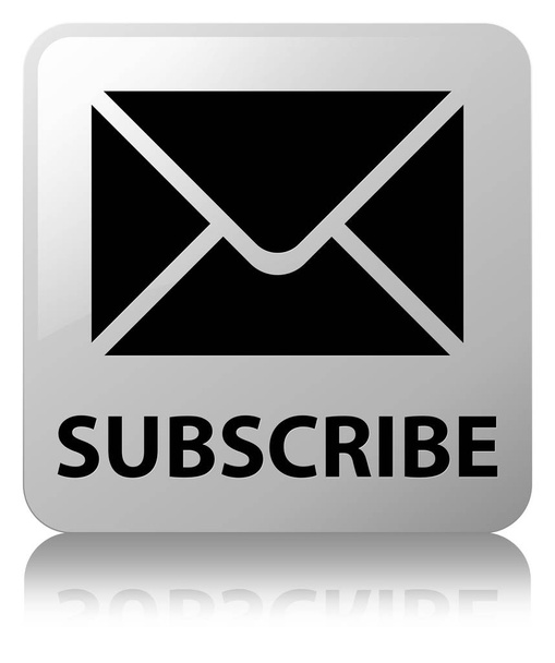 Subscribe (email icon) white square button - Photo, Image