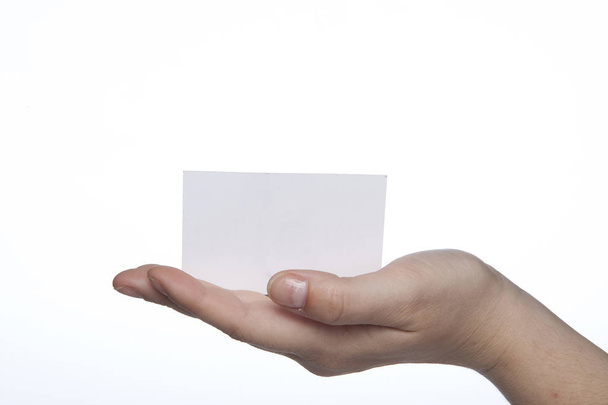 Business card given on hands, copy space - Photo, Image