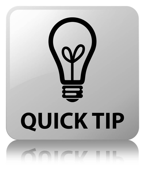 Γρήγορη συμβουλή (εικονίδιο λάμπας) λευκό τετράγωνο κουμπί - Φωτογραφία, εικόνα