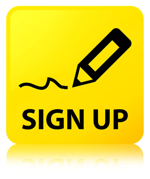 Sign up yellow square button - Photo, Image