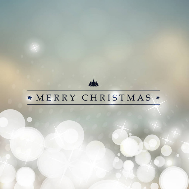 Vacaciones felices coloridas, tarjeta de felicitación de la Feliz Navidad con la etiqueta en un fondo borroso brillante  - Vector, Imagen