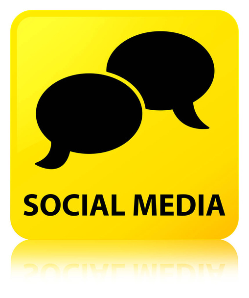Μέσα κοινωνικής δικτύωσης (chat εικονίδιο φυσαλίδας) κίτρινο τετράγωνο κουμπί - Φωτογραφία, εικόνα