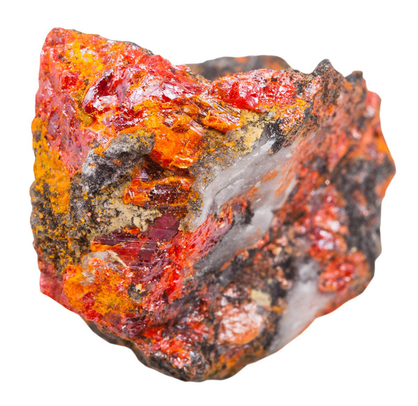 krystaly červené Realgar izolované na bílém - Fotografie, Obrázek