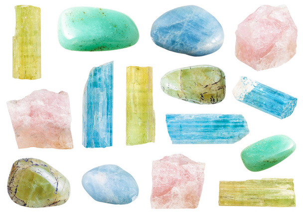різні берилові мінеральні кристали та дорогоцінні камені
 - Фото, зображення
