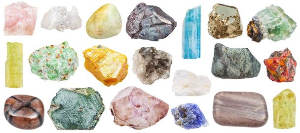 soubor různých minerálních kamenů: orpiment, atd - Fotografie, Obrázek