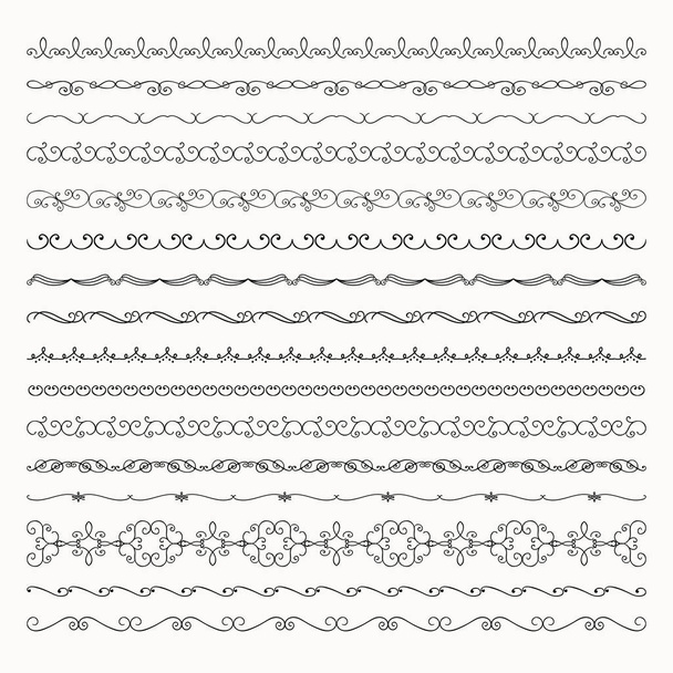 Vector Hand Drawn Tileable Line Borders, Dividers, - Vektori, kuva