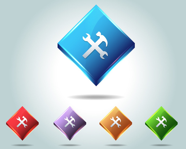 Vector Glossy Diamond Under Construction Icon Button and multicolored - Vector, Image