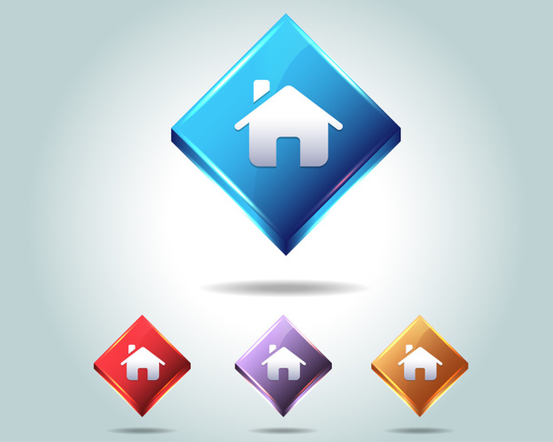 Vector Glossy home icon and multicolored - Vektor, Bild