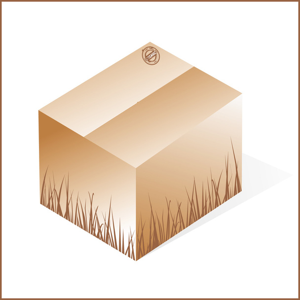 Caja con hierba, cartón de materias primas orgánicas, marrón, clo
 - Foto, imagen