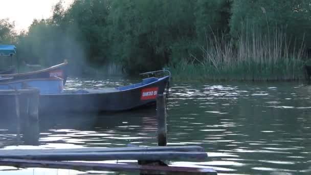 nehir kenarındaki Motorlu kayak sandallar - Video, Çekim