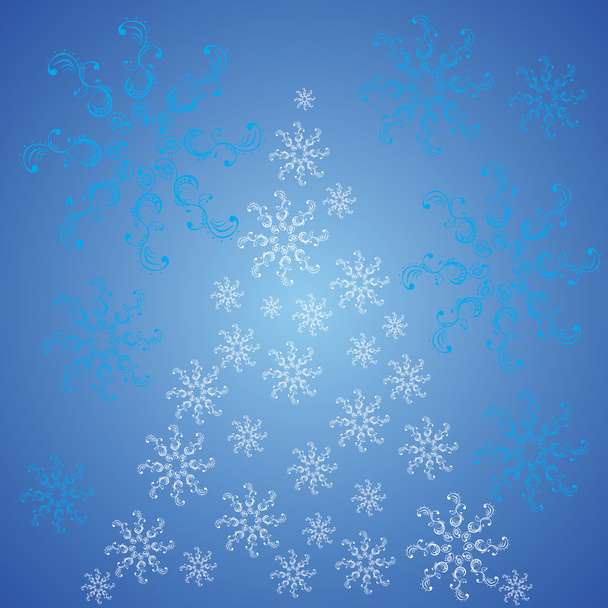 青い背面雪のクリスマス ツリーの装飾 - 写真・画像