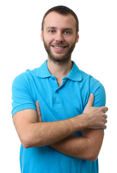 casual bearded man wearing polo shirt smiling - Photo, Image