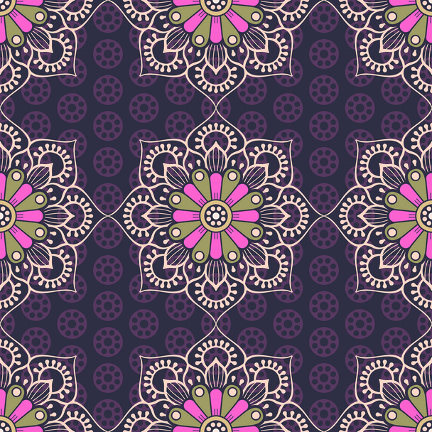 Ethnic floral seamless pattern - Vector, imagen