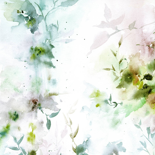 abstract beautiful watercolor flowers for postcard. Floral illustration for card decor.  - Foto, imagen