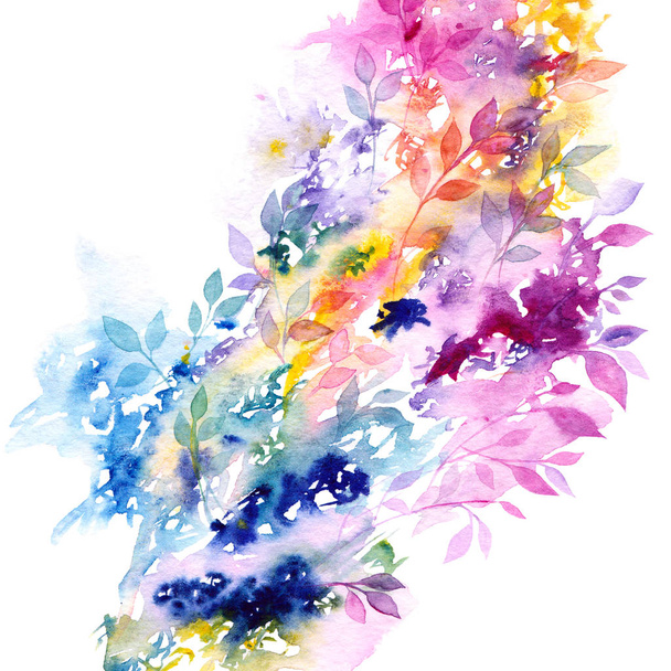 abstract watercolor flowers for postcard or Wedding invitation. Floral illustration for card decor.  - 写真・画像