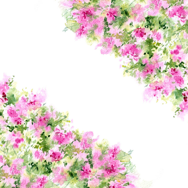 romantic watercolor flowers for postcard or Wedding invitation. Floral illustration for card decor.  - Фото, зображення