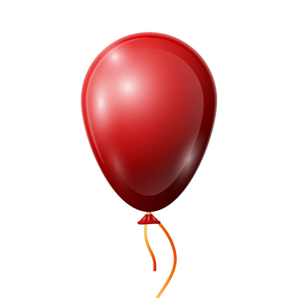 Реалистичный красный шарик с лентой на белом фоне. Векторная иллюстрация блестящего красочного глянцевого шара
 - Вектор,изображение