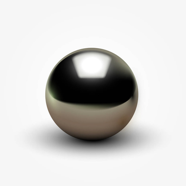 Shiny realistic black pearl on white background - Vettoriali, immagini