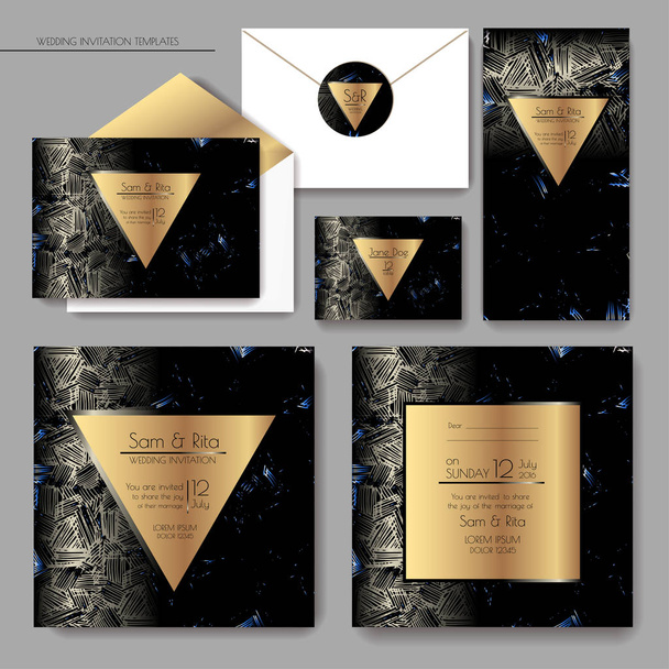 Set of shiny wedding cards - Vektor, kép