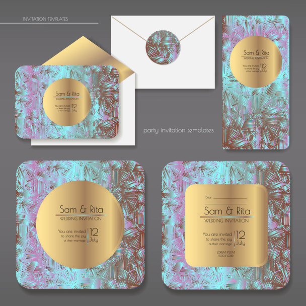 Set of shiny wedding cards - Vektor, kép