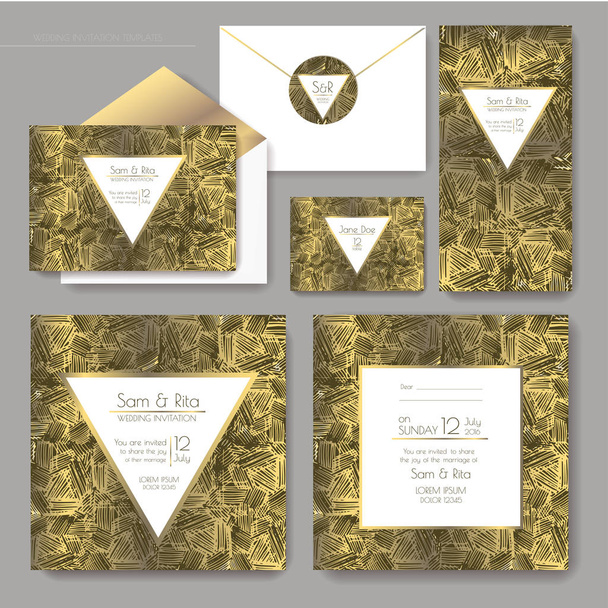 Set of shiny wedding cards - Vetor, Imagem