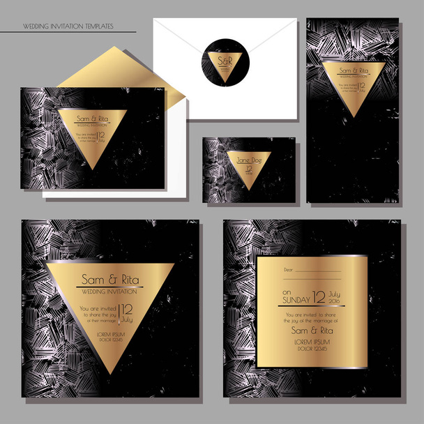 Set of shiny wedding cards - Vetor, Imagem