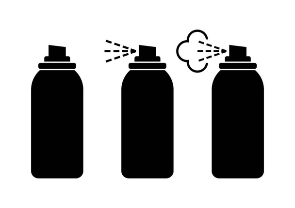 Iconos de lata de spray negro sobre fondo blanco
 - Vector, imagen