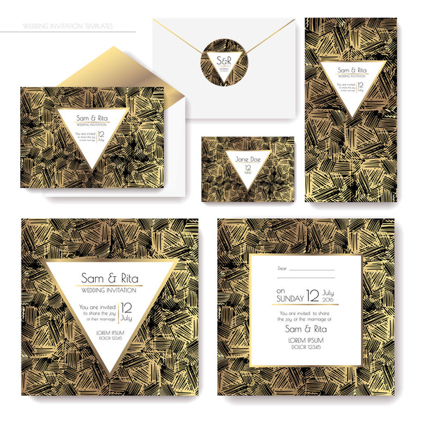 Set of shiny wedding cards - Вектор, зображення