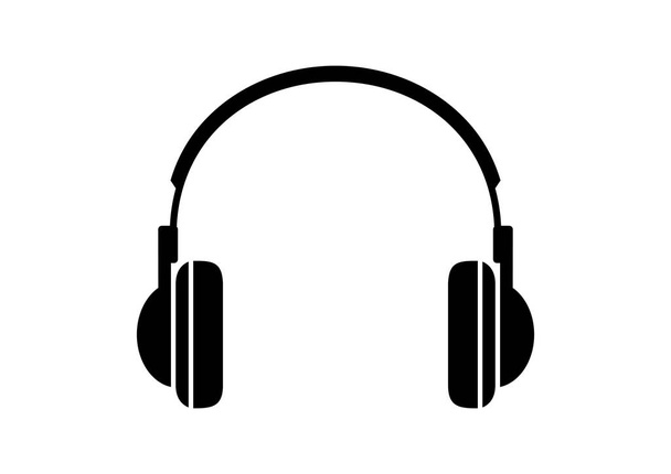 Icono de auriculares negros sobre fondo blanco
 - Vector, Imagen