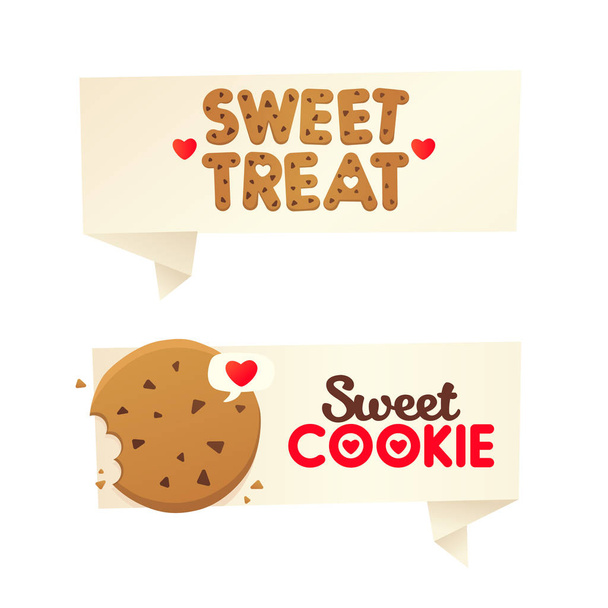 Two banners confectionery. Sweet cookie labels, logos and emblems - Vector, Image