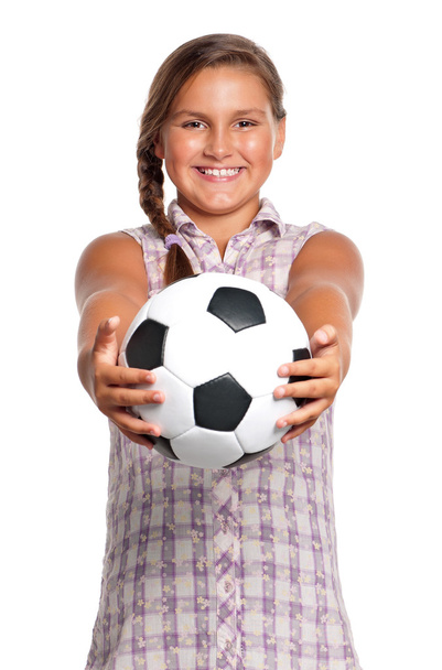 dívka s fotbalovým míčem - Fotografie, Obrázek