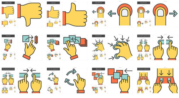 Touch gestures line icon set. - Vector, Image