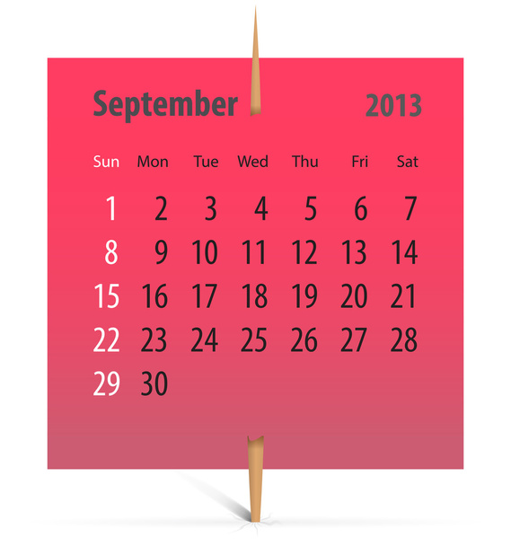 Calendario de septiembre de 2013
 - Vector, imagen