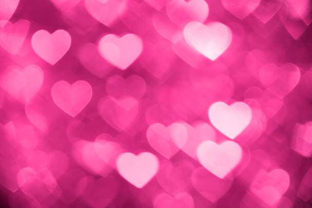 pink heart bokeh background photo, abstract holiday backdrop - Photo, Image