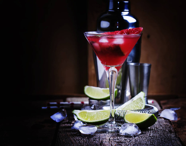 Alcoholic cocktail with watermelon, vodka, ginger ale and ice - Фото, изображение