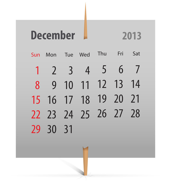 Calendario de diciembre de 2013
 - Vector, imagen
