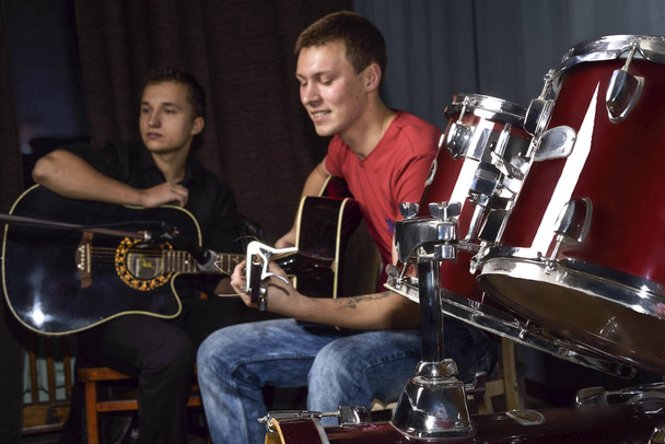 young people playing guitars - Photo, Image