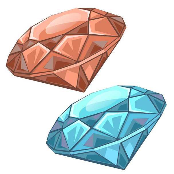 Red and blue precious faceted gems, chips - Vector, imagen