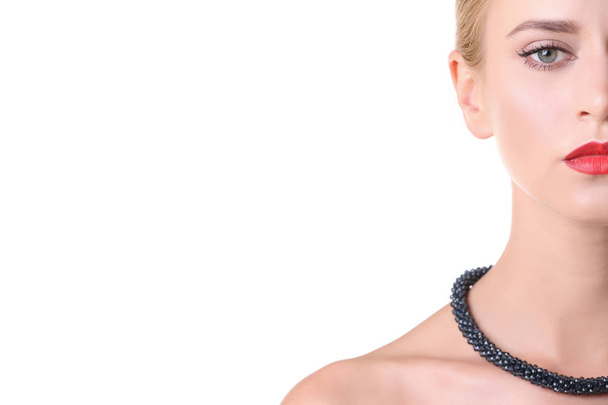Young woman with stylish necklace - Fotografie, Obrázek