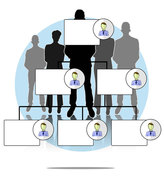 Illustrazione dell'organogramma con il gruppo degli uomini d'affari
 - Vettoriali, immagini