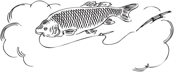 Fish with fishing line - Vector, Image