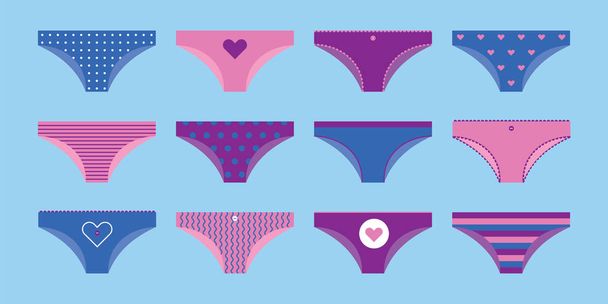 Set of young woman panties. Different designs - Vektor, kép
