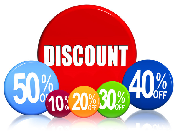 Discount and different percentages in color circles - Photo, Image