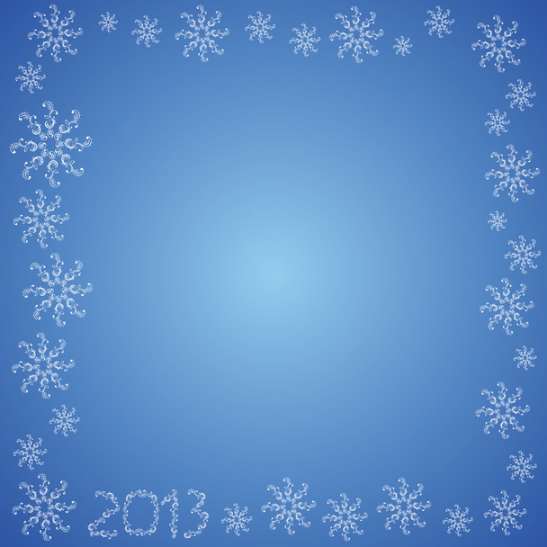 Moldura de Natal com flocos de neve em um azul de volta 2013
 - Vetor, Imagem
