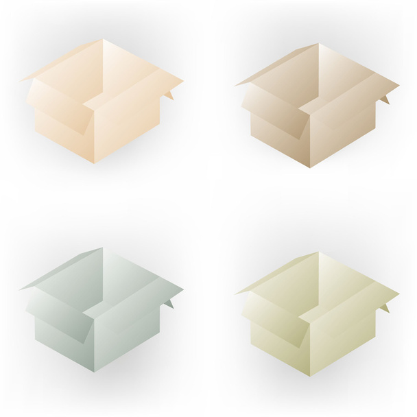 Ilustración vectorial de cajas de cartón abiertas
 - Vector, imagen