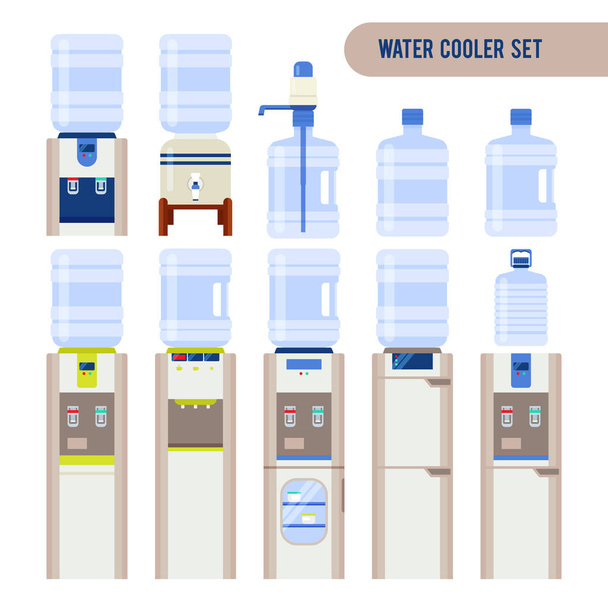 set con refrigeratori d'acqua e bottiglie
 - Vettoriali, immagini