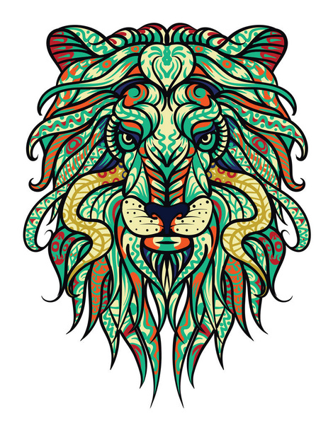 Abstrakti leijona vektori kuvitus tatuointi suunnittelu. Leo Zodiac kyltti. Voidaan käyttää t-paita tulostaa, laukku, postikortti, juliste. Toteemieläin. Horoskooppi symboli
. - Vektori, kuva