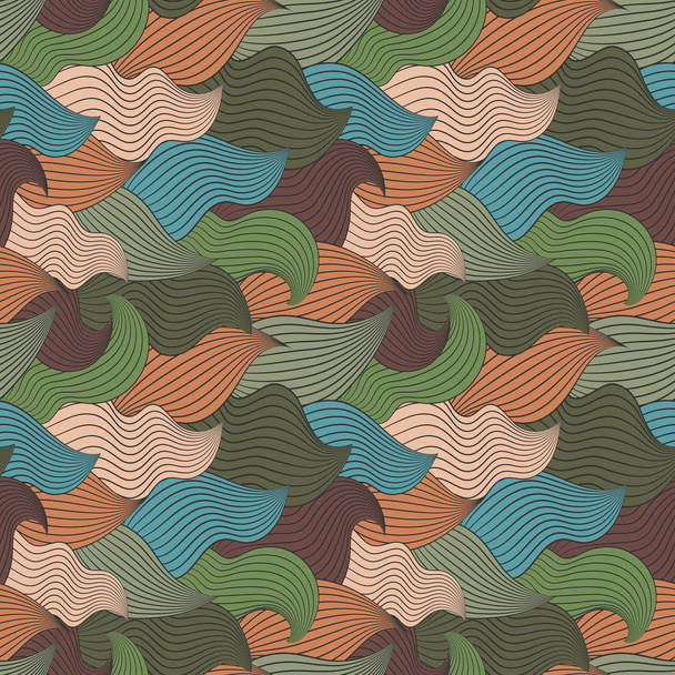Color seamless abstract hand-drawn pattern, waves background - Vector, Image