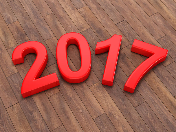 3D rendering 2017 New Year red digits - Photo, image